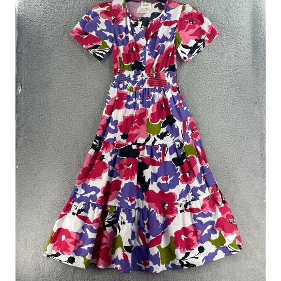 NAOO Colorful Flare Womens Dress Floral Maxi Size M Long Tiered Prairie - Picture 10 of 15